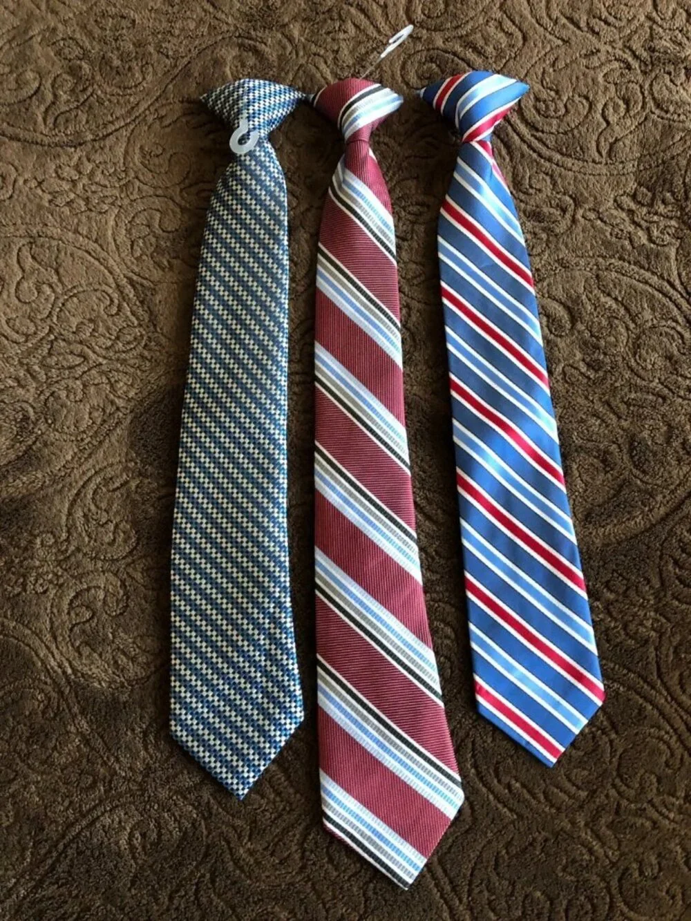 Three Polyester Multi Color Clip On Ties For Boys